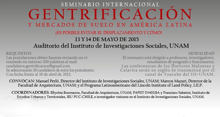 Seminario Internacional Gentrificación y Mercados del Suelo de América Latina